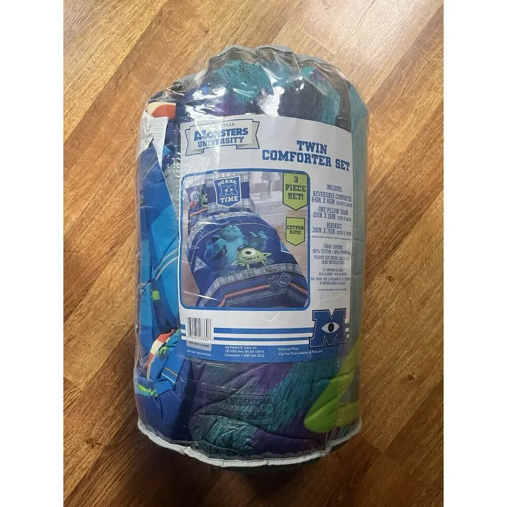 Disney Pixar Monster University 3 Piece Comforter Set Sham Bed Skirt NEW